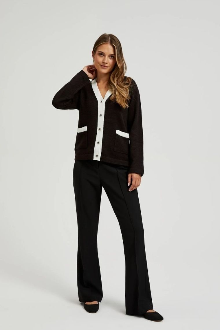 Sweter damski, rozpinany, czarny, Moodo