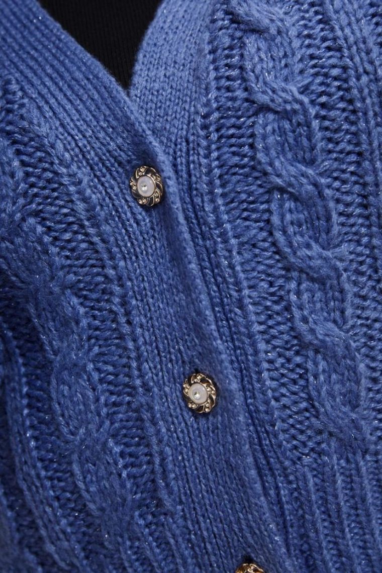 Sweter damski, rozpinany, niebieski, Moodo