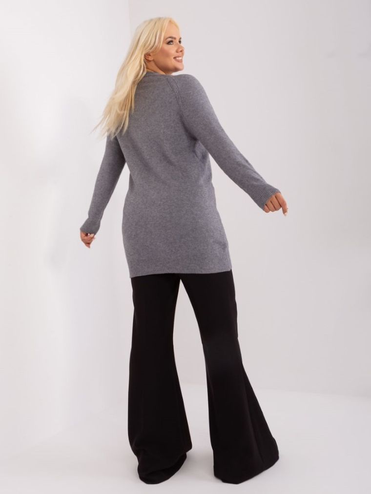 Sweter damski, rozpinany, plus size, szary, P-M