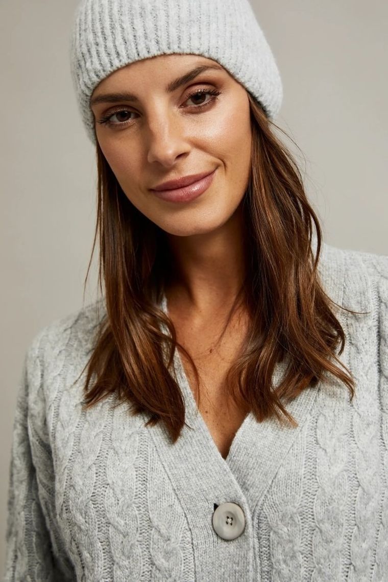 Sweter damski, rozpinany, szary, Moodo