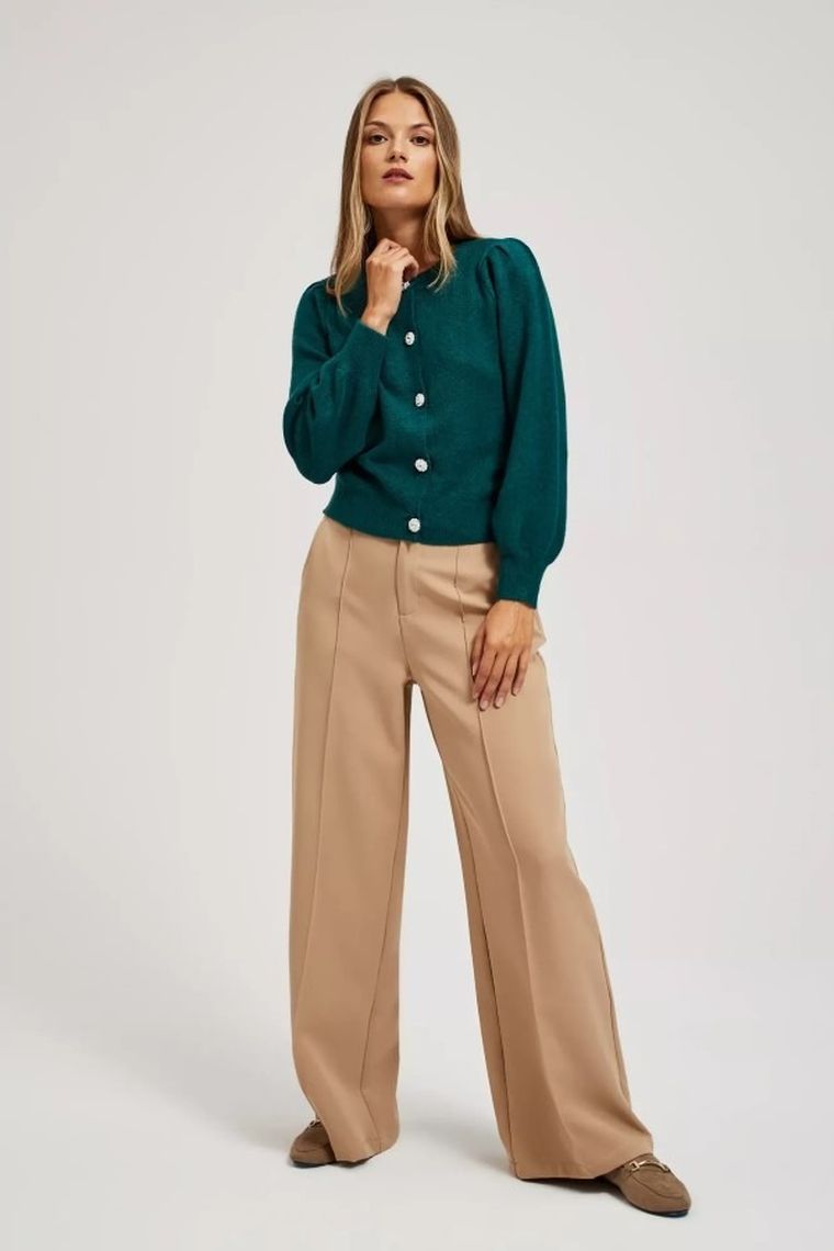 Sweter damski, rozpinany, zielony, Moodo