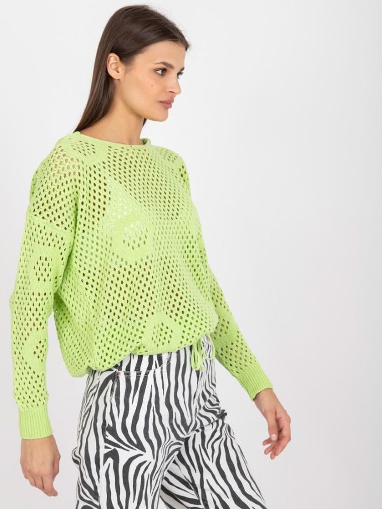 Sweter damski z kapturem, zielony, Rue Paris