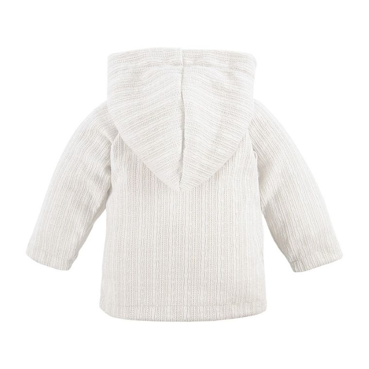 Sweter dziewczęcy z kapturem, rozpinany, ecru, Eevi
