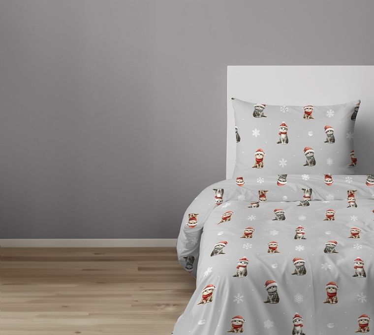Świąteczne koty, 2-częściowy komplet pościeli, 160-200 cm