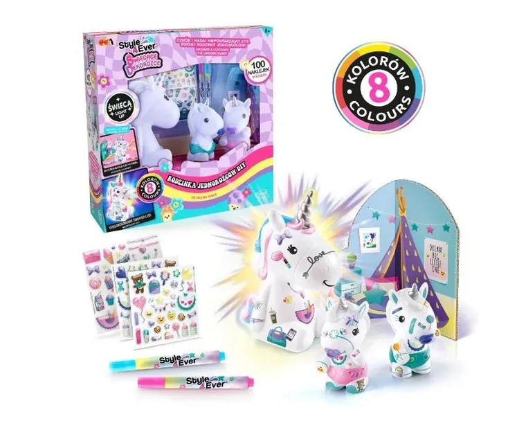 Świecące Dekorożce, Rodzinka Jednorożców DIY, figurki do dekorowania