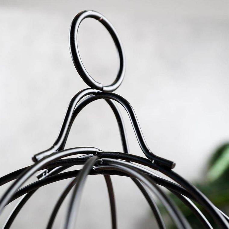 Świecznik na świeczki tealight, metalowy czarny, klatka dla ptaków