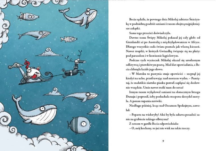 Święty Mikołaj i Śnieżynka, która spadła mu z nieba