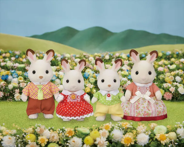 Sylvanian Families, rodzina królików z czekoladowymi uszkami, zestaw figurek, 5655