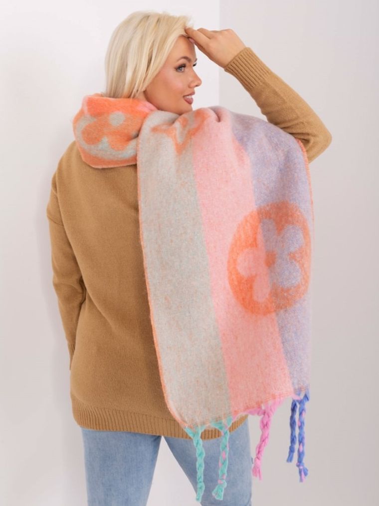 Szalik damski, pomarańczowy, Italy Moda