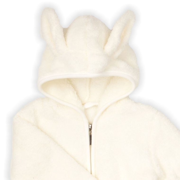 Szlafrok dziecięcy z kapturem, zapinany, ecru, Nicol