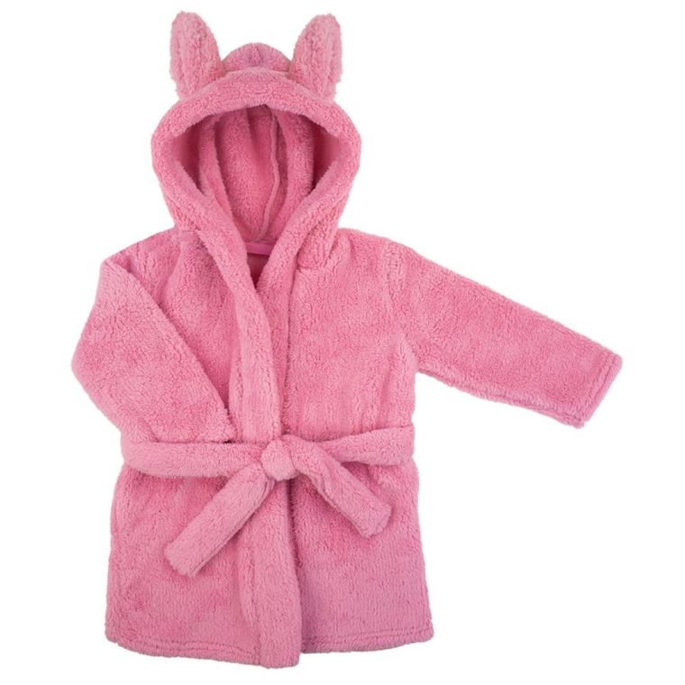 Szlafrok dziewczęcy z kapturem, wiązany, różowy, Nicol