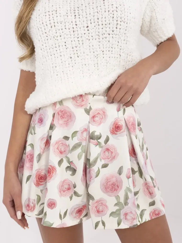 Szorty damskie, ecru, Italy Moda