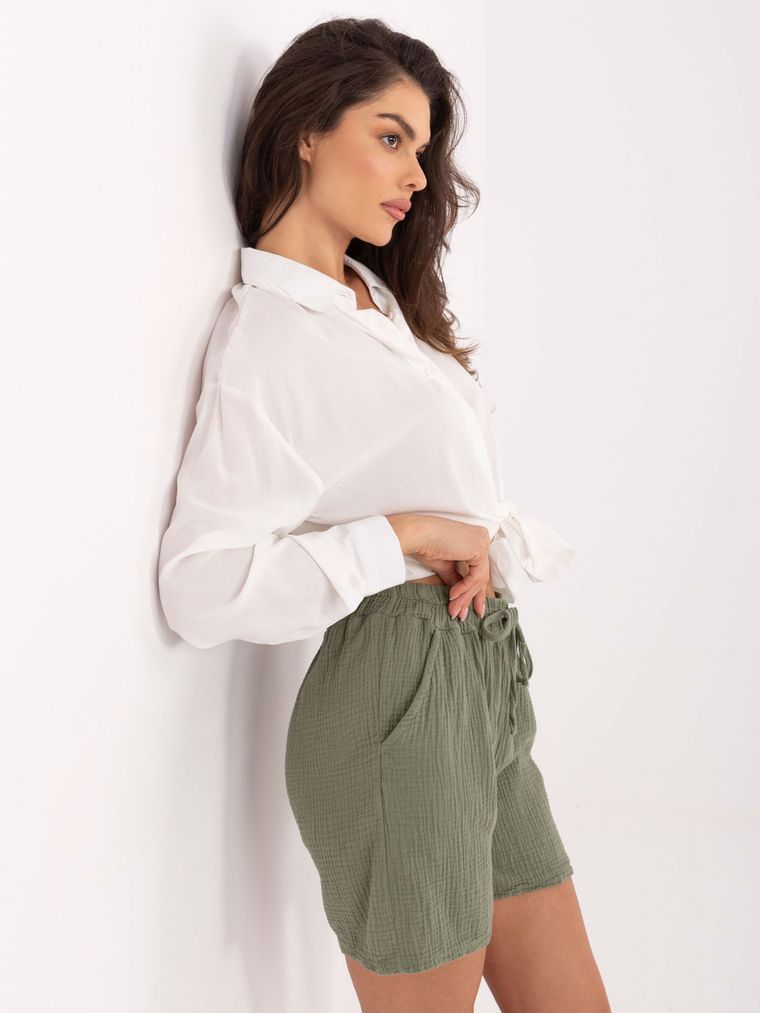 Szorty damskie, khaki, Italy Moda