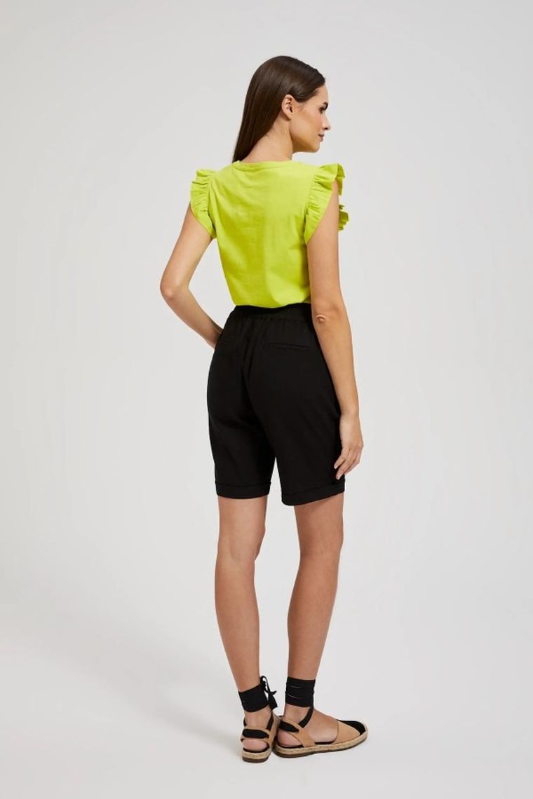 Szorty damskie z lnem, czarne, Moodo