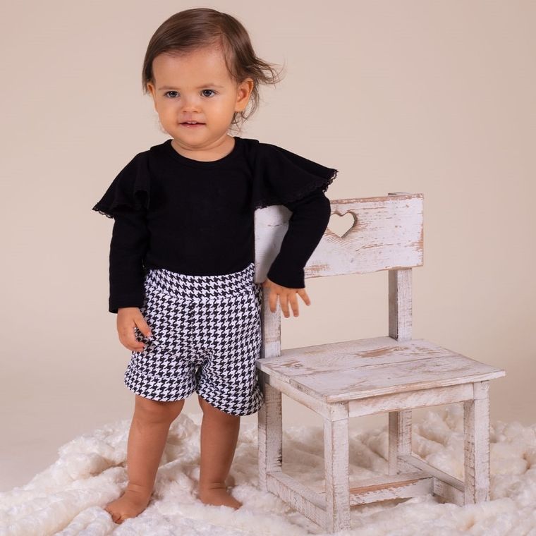 Szorty dziewczęce, biało-czarne, Nicol