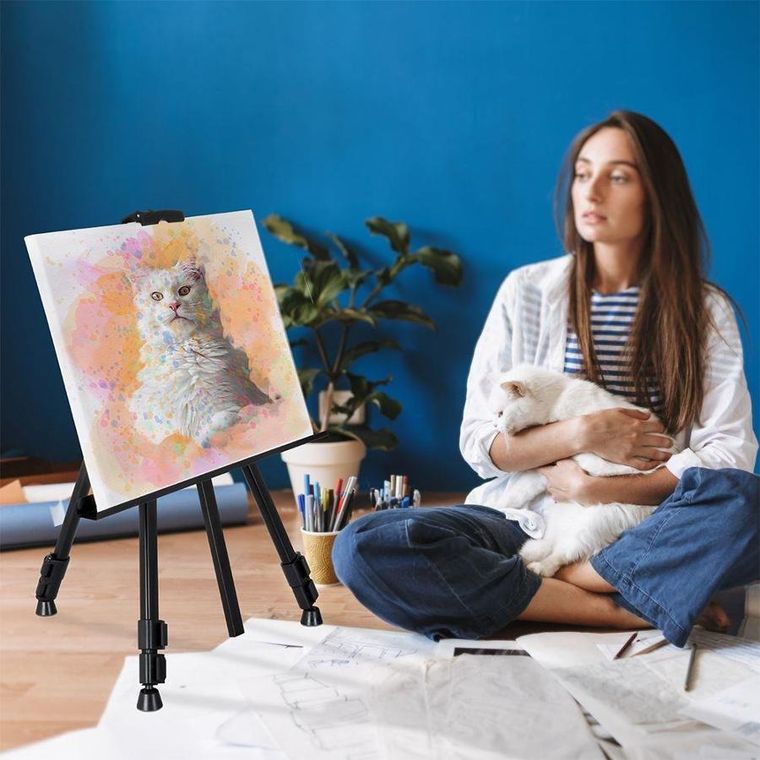 Sztaluga malarska z torbą, regulowana wysokość, metalowa czarna