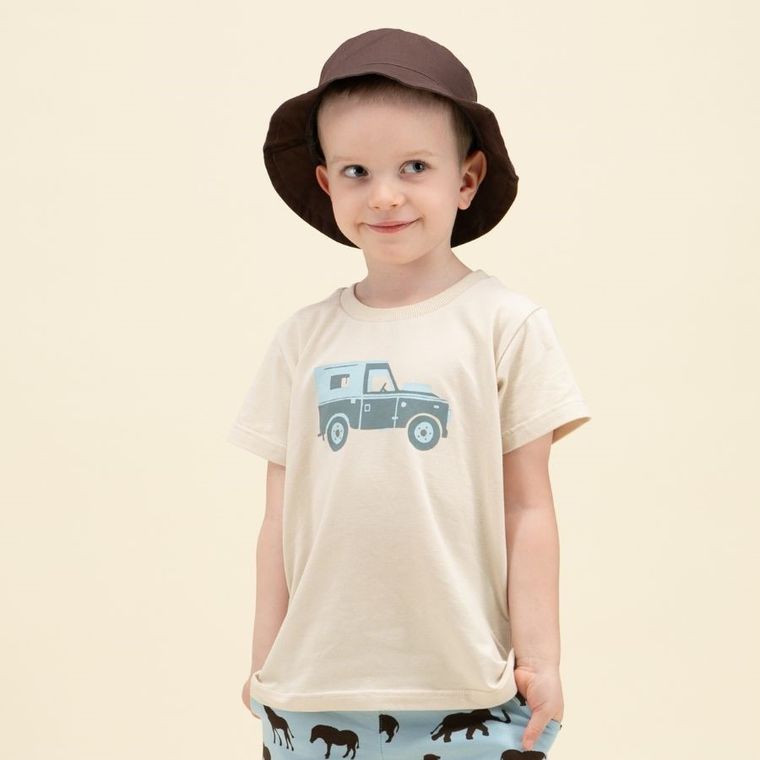 T-shirt chłopięcy, beżowy, Pinokio