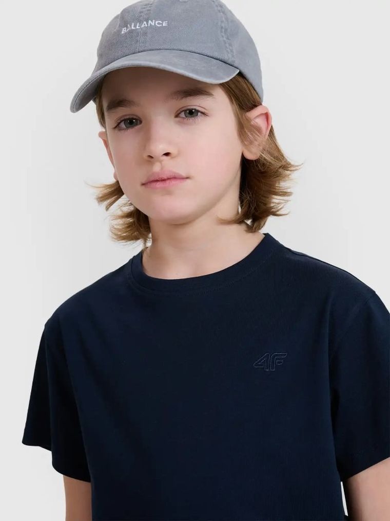T-shirt chłopięcy, granatowy, 4F