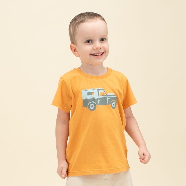 T-shirt chłopięcy, pomarańczowy, Pinokio