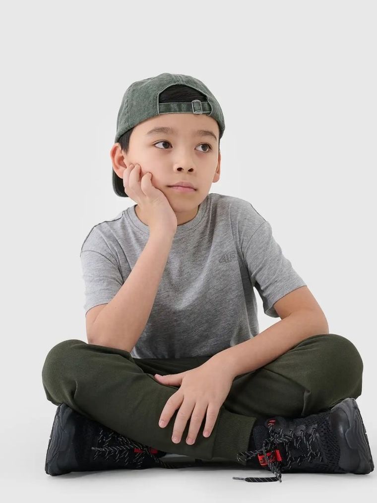 T-shirt chłopięcy, szary, 4F