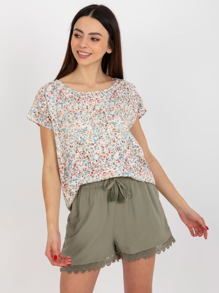 T-shirt damski, beżowy, Sublevel