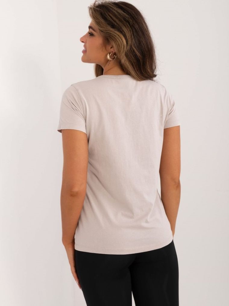T-shirt damski, beżowy, Sublevel