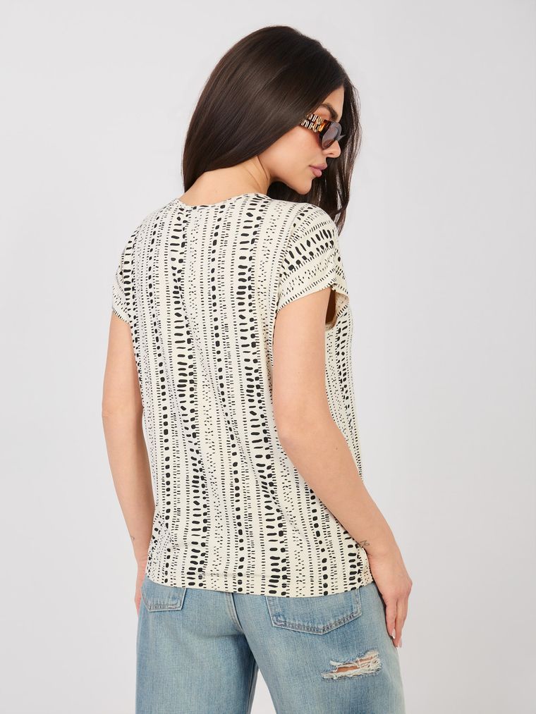 T-shirt damski, beżowy, Sublevel