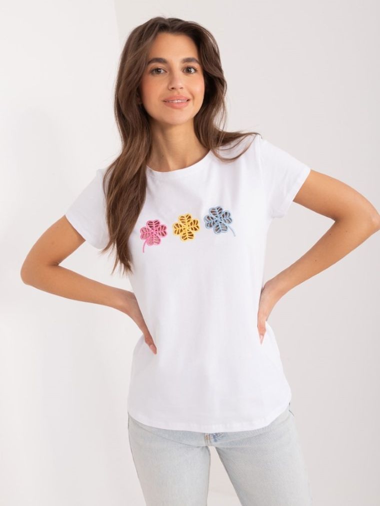 T-shirt damski, biały, Basic Feel Good