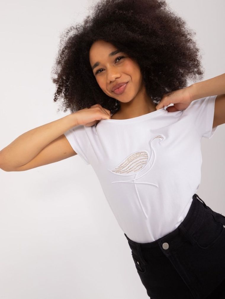 T-shirt damski, biały, Basic Feel Good