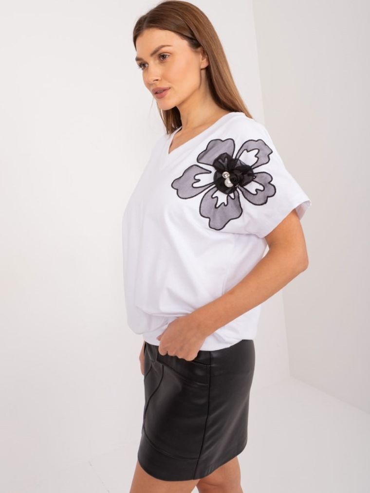 T-shirt damski, biały, Basic Feel Good