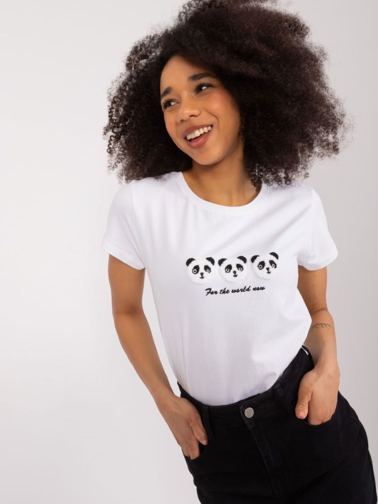 T-shirt damski, biały, Basic Feel Good