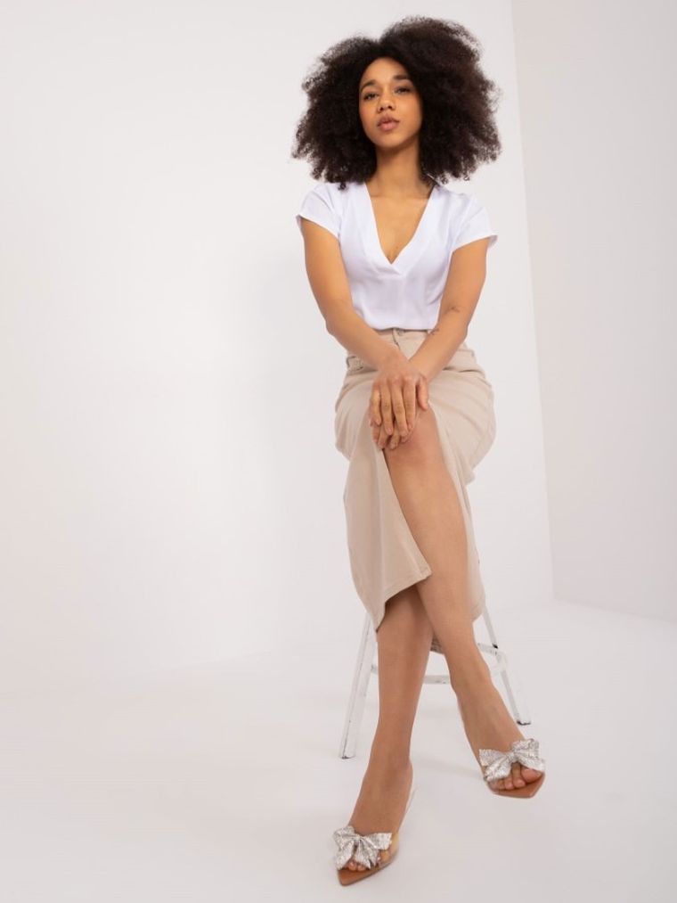 T-shirt damski, biały, Basic Feel Good