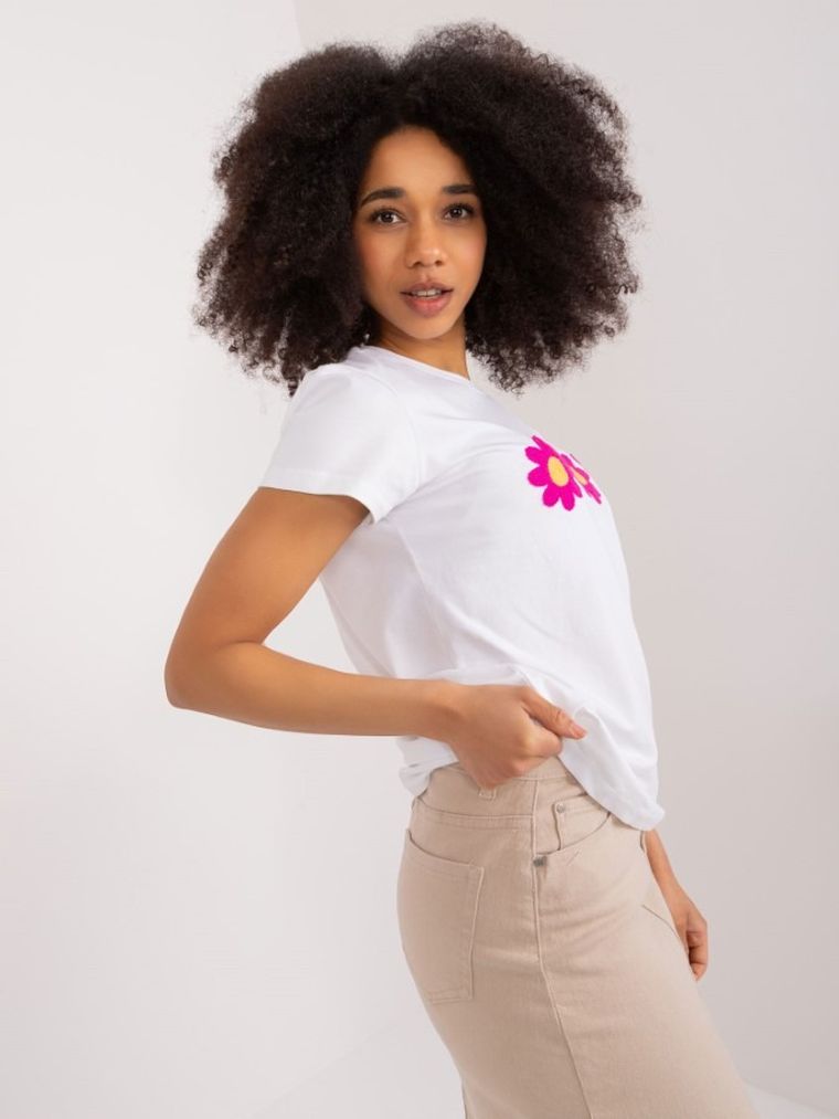 T-shirt damski, biały, Basic Feel Good