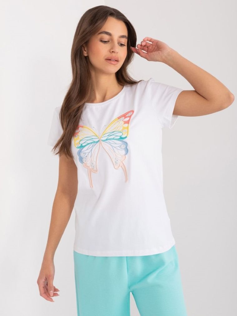 T-shirt damski, biały, Basic Feel Good