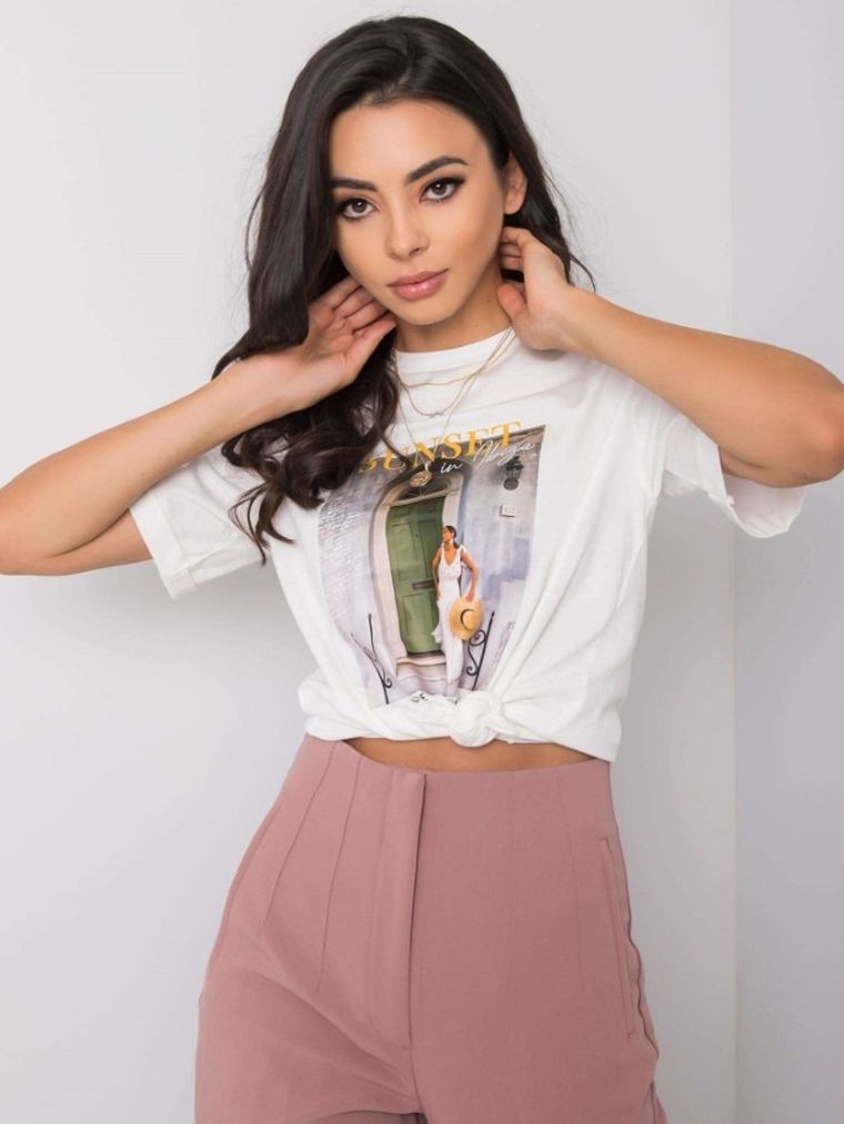 T-shirt damski, biały, Pepper & Mint