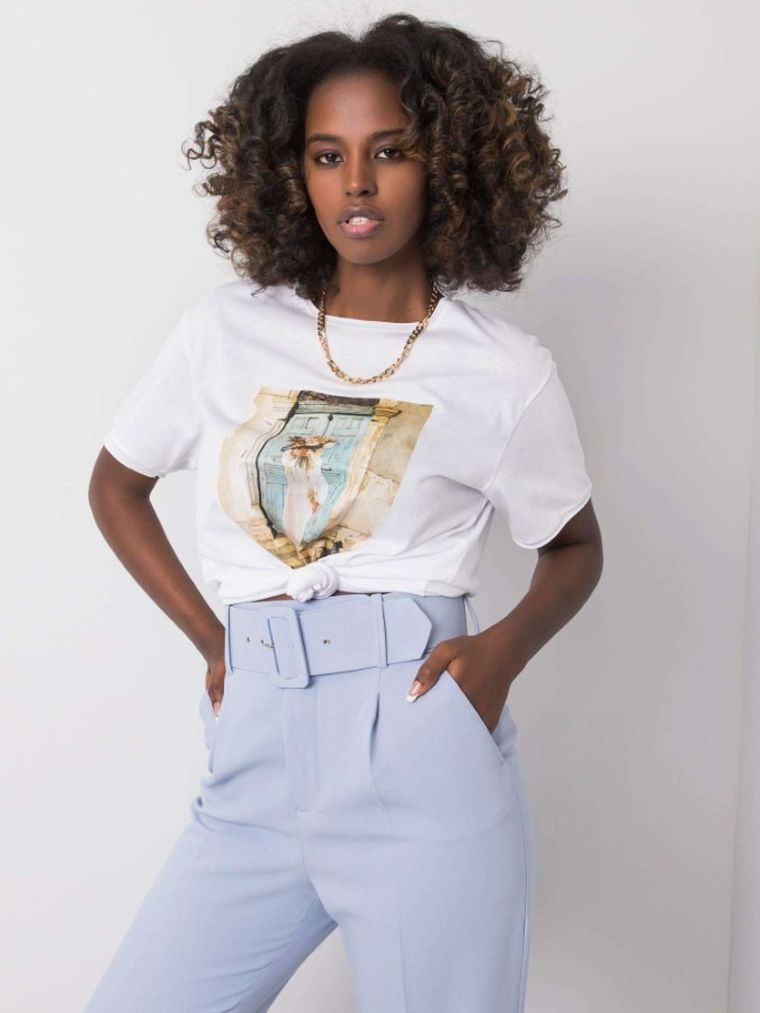 T-shirt damski, biały, Pepper & Mint