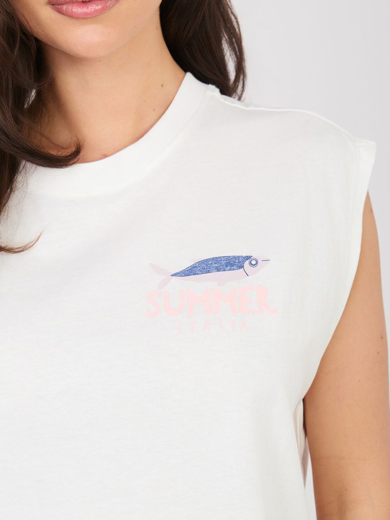 T-shirt damski, biały, Sublevel