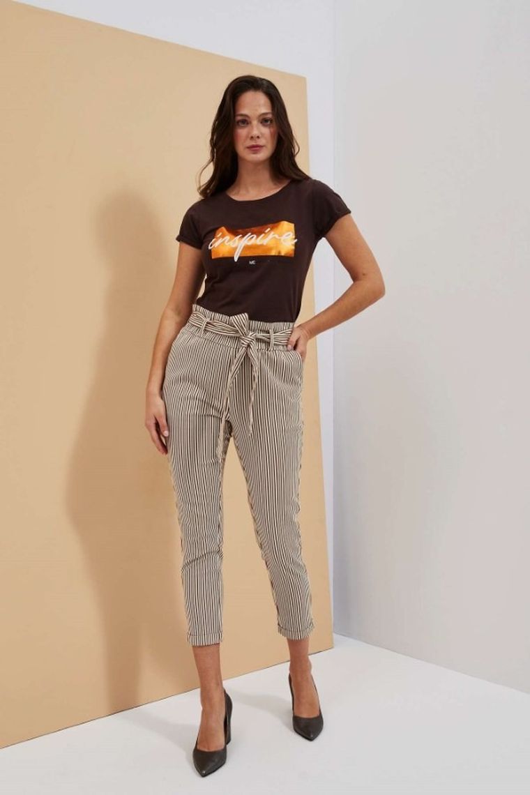 T-shirt damski, brązowy, Moodo