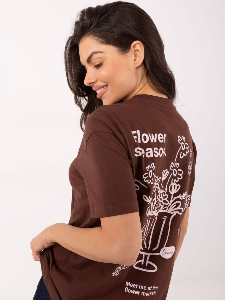 T-shirt damski, brązowy, Sublevel