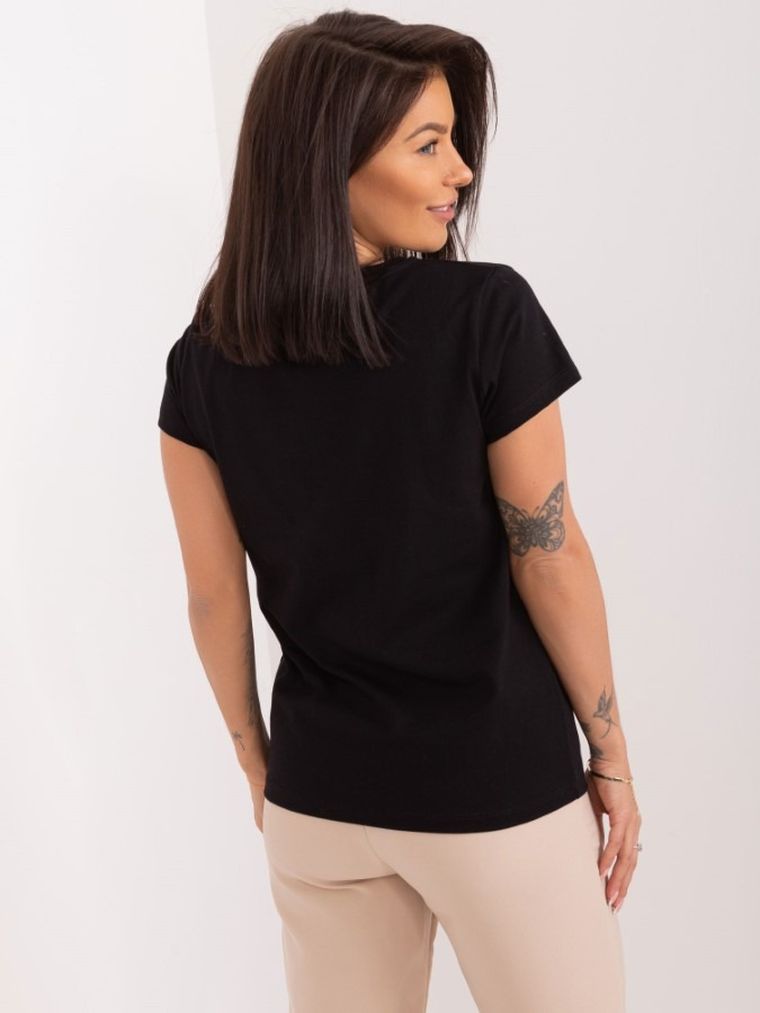 T-shirt damski, czarny, Basic Feel Good