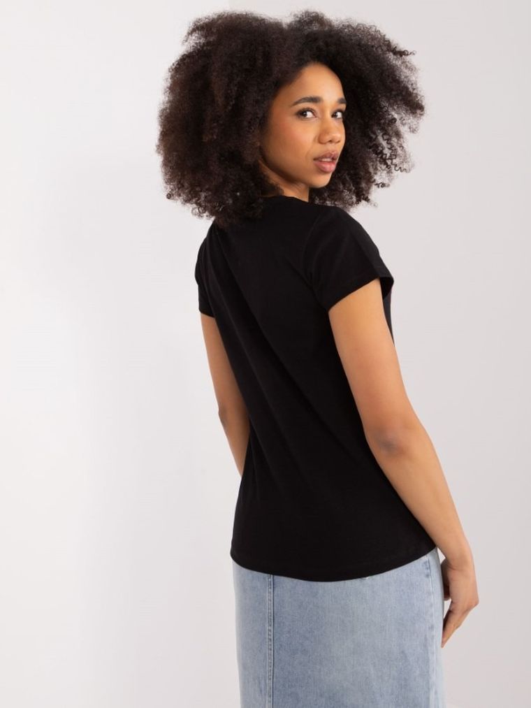 T-shirt damski, czarny, Basic Feel Good