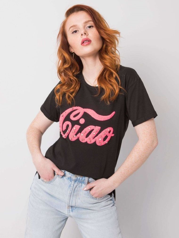 T-shirt damski, czarny, H&B