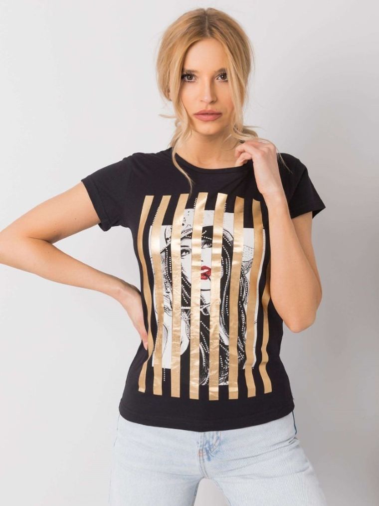 T-shirt damski, czarny, H&B