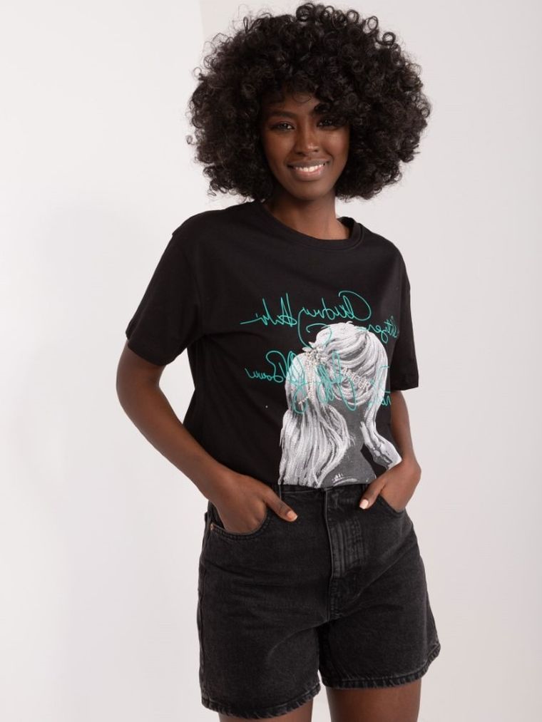 T-shirt damski, czarny, Mint
