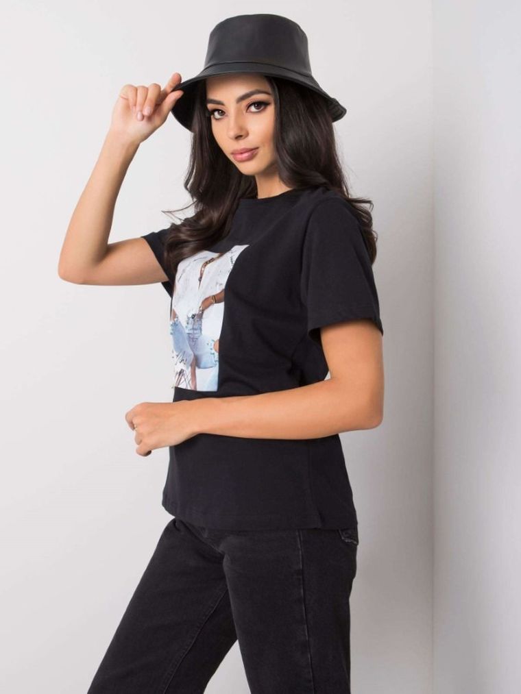 T-shirt damski, czarny, Pepper & Mint