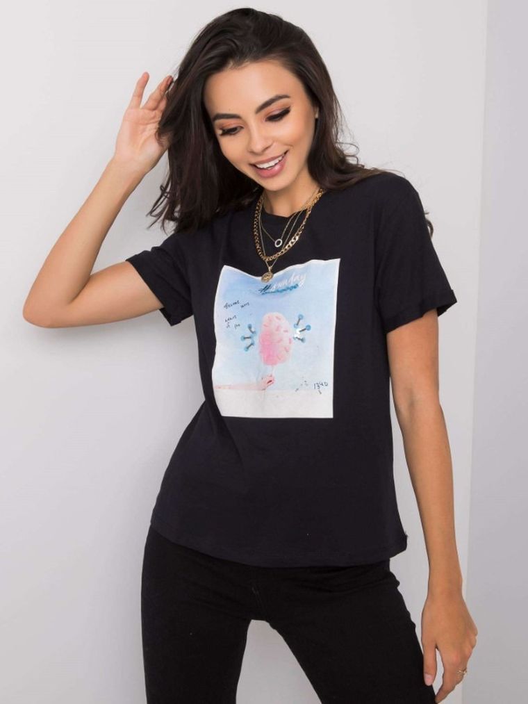 T-shirt damski, czarny, Pepper & Mint