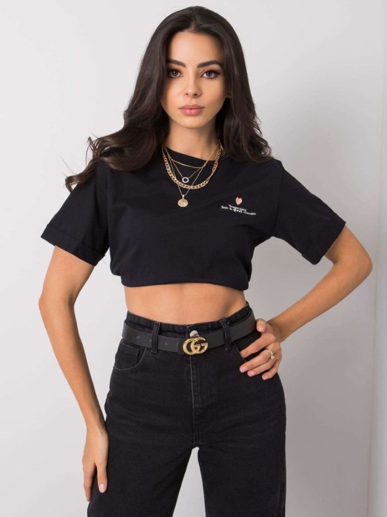 T-shirt damski, czarny, Pepper & Mint