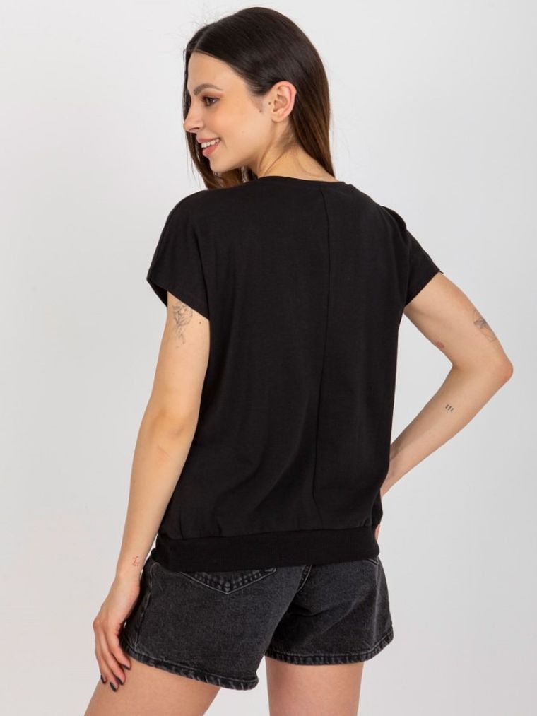 T-shirt damski, czarny, Rue Paris