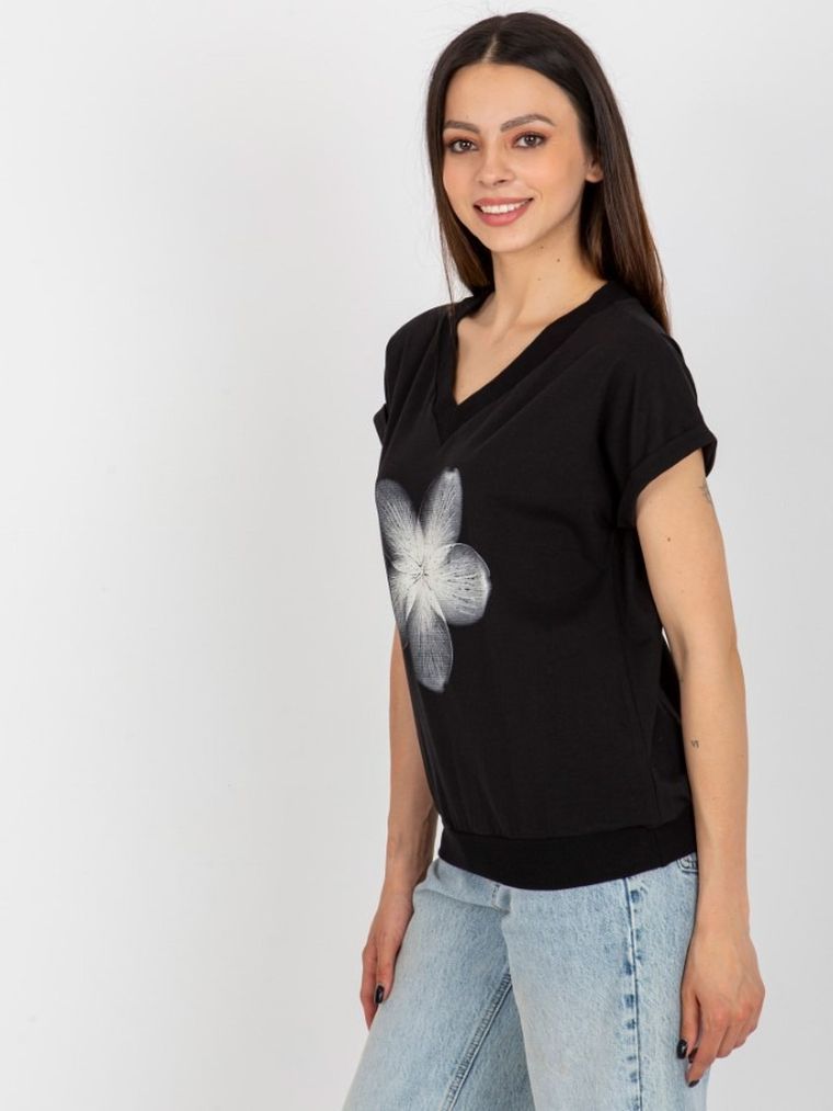 T-shirt damski, czarny, Rue Paris