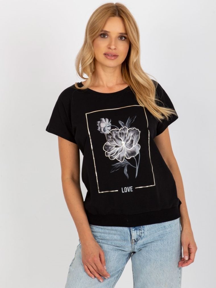 T-shirt damski, czarny, Rue Paris